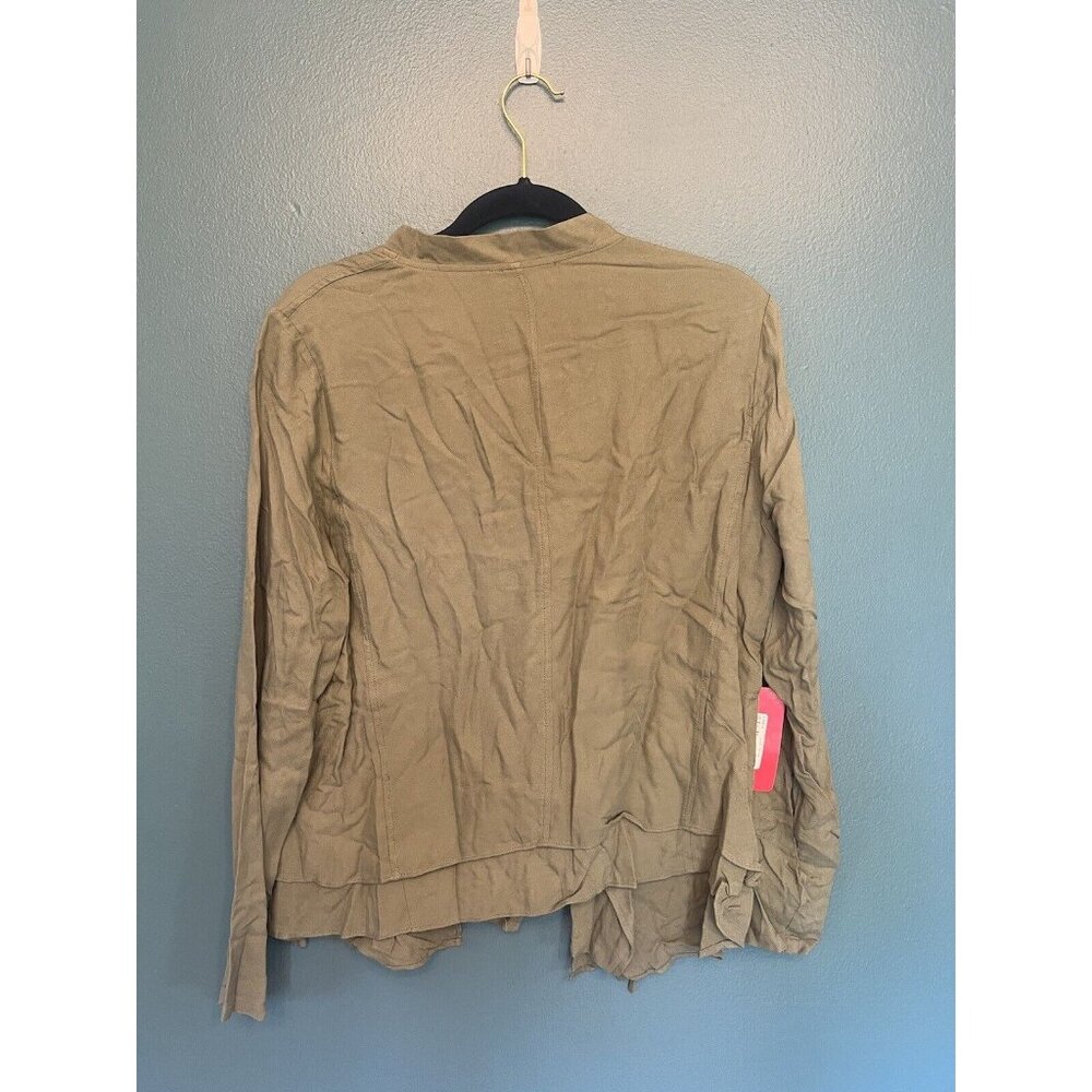NWT Olive+Oak Moto Style Asymmetrical hem drew jacket olive green Women's Large - Picture 5 of 5